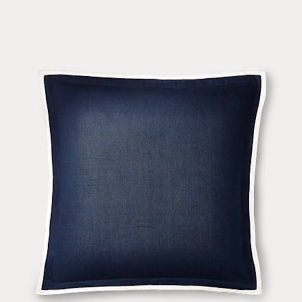Set of 3 Ralph Lauren Blanc Bleu Branford Navy Euro Shams